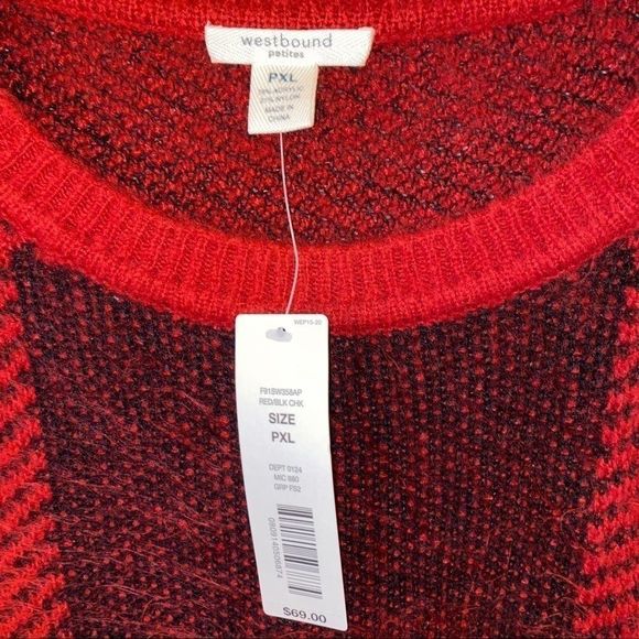 🆕Westbound Red, Black & Charcoal Sweater size PXL - Picture 6 of 6